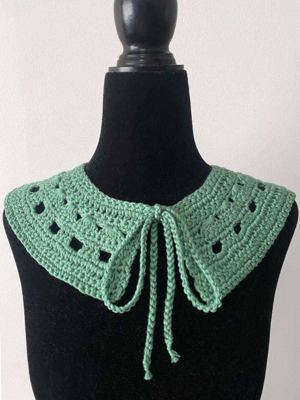 Handmade Crochet Green Cotton Collar Neckwear Accessory